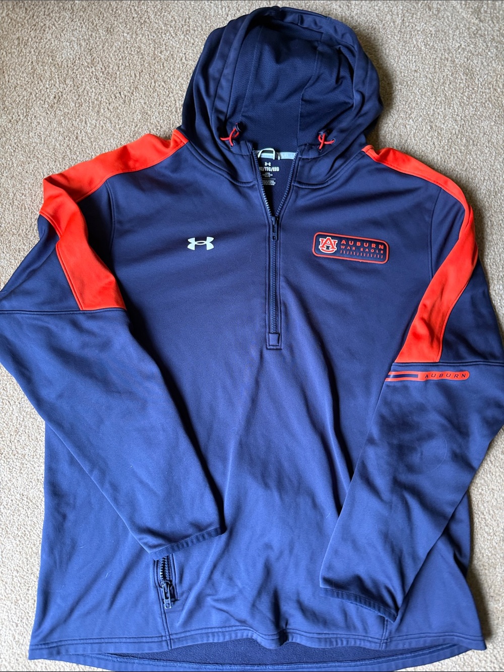 Under Armour Navy and Orange Auburn University Half-Zip Hoodie